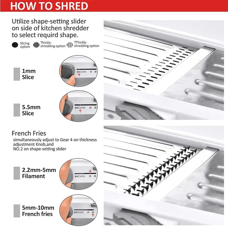 Mandoline Vegetable Slicer 18-in-1 - Adjustable Stainless Steel Blades, view 4