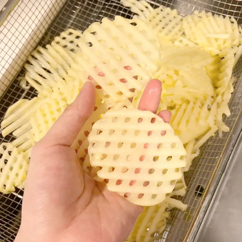 Potato and Vegetable Slicer with Lattice Grid Blade - Stainless Steel, view 2