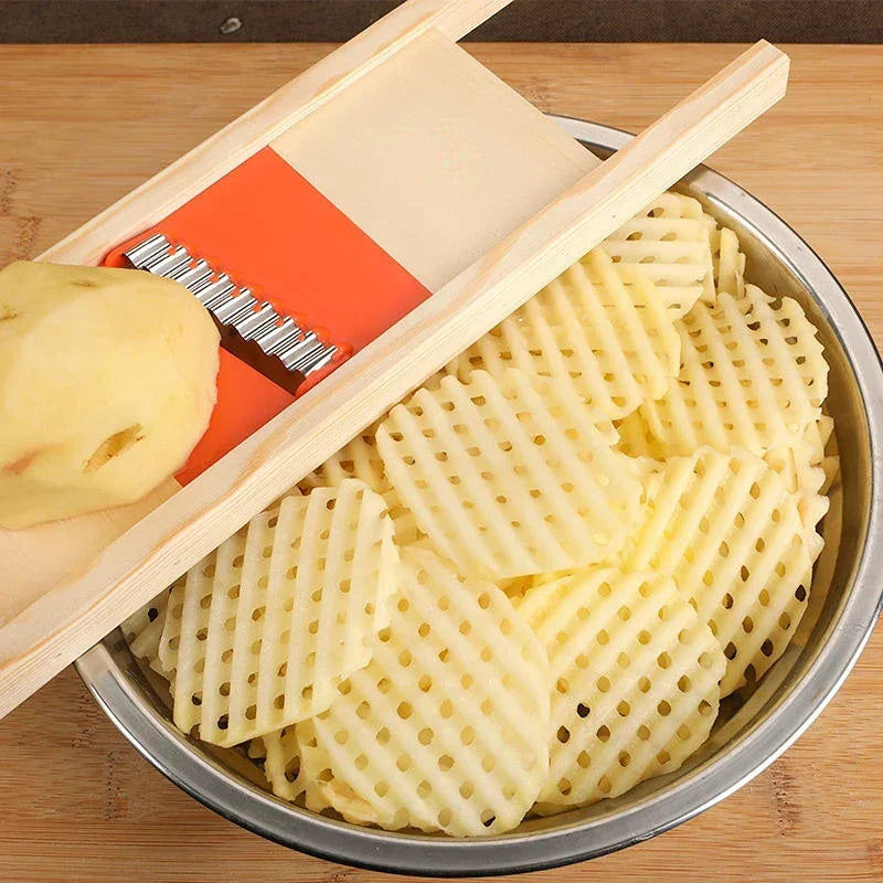 Potato and Vegetable Slicer with Lattice Grid Blade - Stainless Steel, view 3