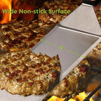 Stainless Steel Long Grill Spatula for Outdoor Cooking - Cutting Edges, view 2
