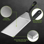 Stainless Steel Long Grill Spatula for Outdoor Cooking - Cutting Edges, view 3