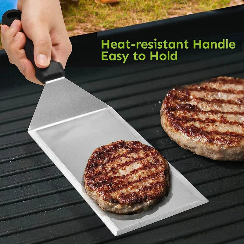 Stainless Steel Long Grill Spatula for Outdoor Cooking - Cutting Edges, view 5