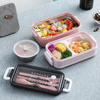 Portable Three Stackable Lunch Box - 304 Stainless Steel, Blue, view 2