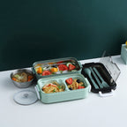 Portable Three Stackable Lunch Box - 304 Stainless Steel, Blue, view 7