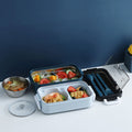 Portable Three Stackable Lunch Box - 304 Stainless Steel, Blue