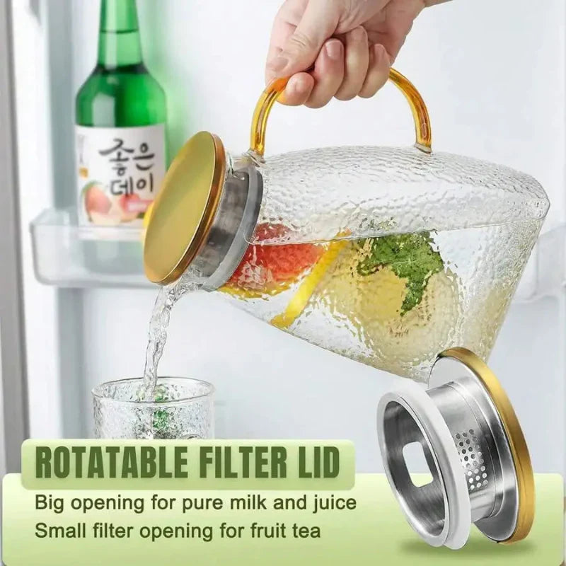 Borosilicate Glass Pitcher with Handle and Lid - 1.8L, Clear, Heat-Resistant, view 2