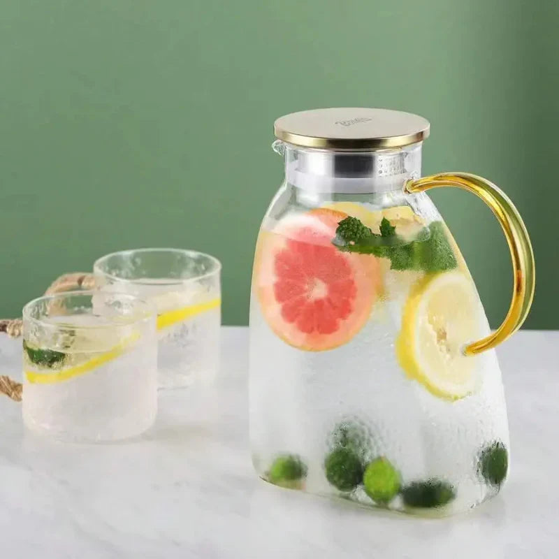 Borosilicate Glass Pitcher with Handle and Lid - 1.8L, Clear, Heat-Resistant, view 3