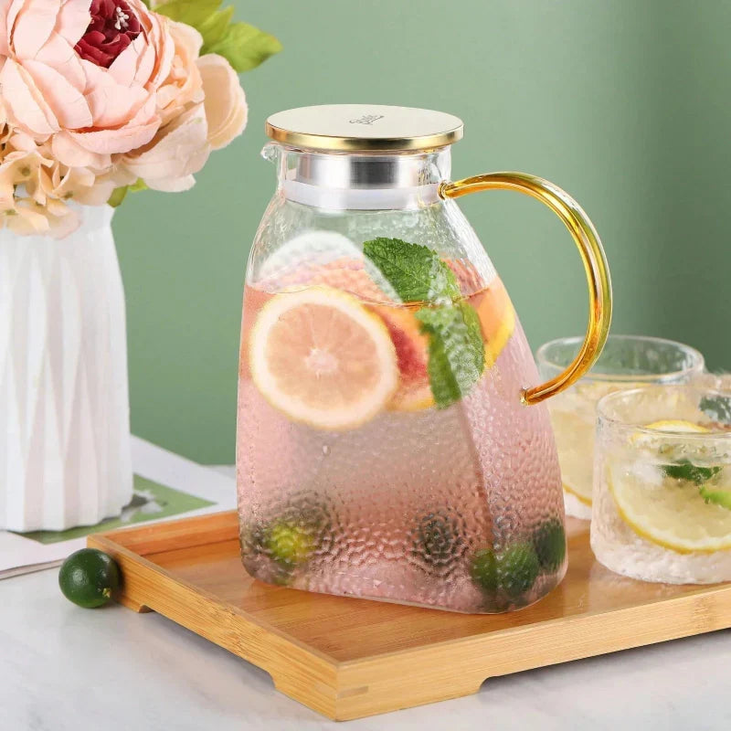 Borosilicate Glass Pitcher with Handle and Lid - 1.8L, Clear, Heat-Resistant, view 4