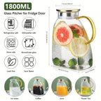 Borosilicate Glass Pitcher with Handle and Lid - 1.8L, Clear, Heat-Resistant, view 5