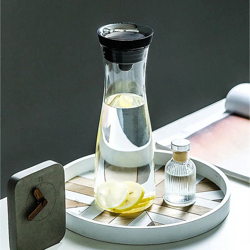 High Borosilicate Glass Pitcher for Kitchen - Stainless Steel Lid