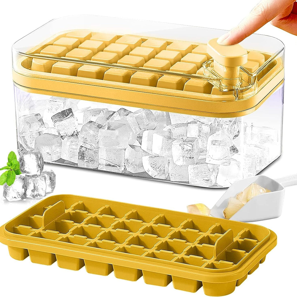 Ice Cube Tray Set with Lid and Container - 64 Piece, 101oz Capacity, Silicone, view 2