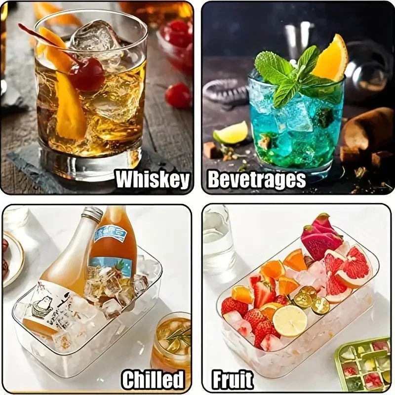 Ice Cube Tray Set with Lid and Container - 64 Piece, 101oz Capacity, Silicone, view 4