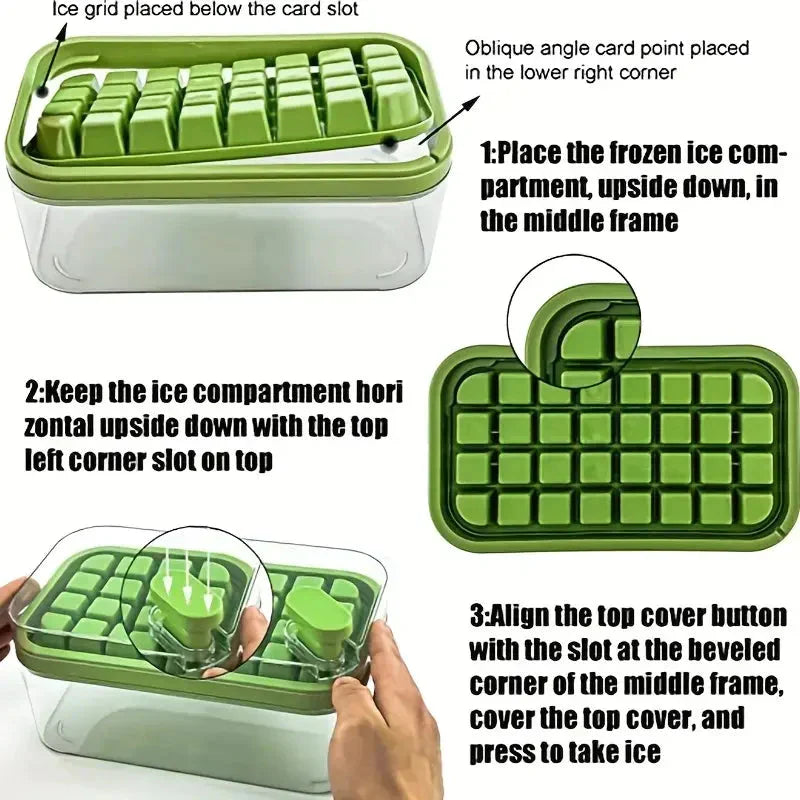 Ice Cube Tray Set with Lid and Container - 64 Piece, 101oz Capacity, Silicone, view 6