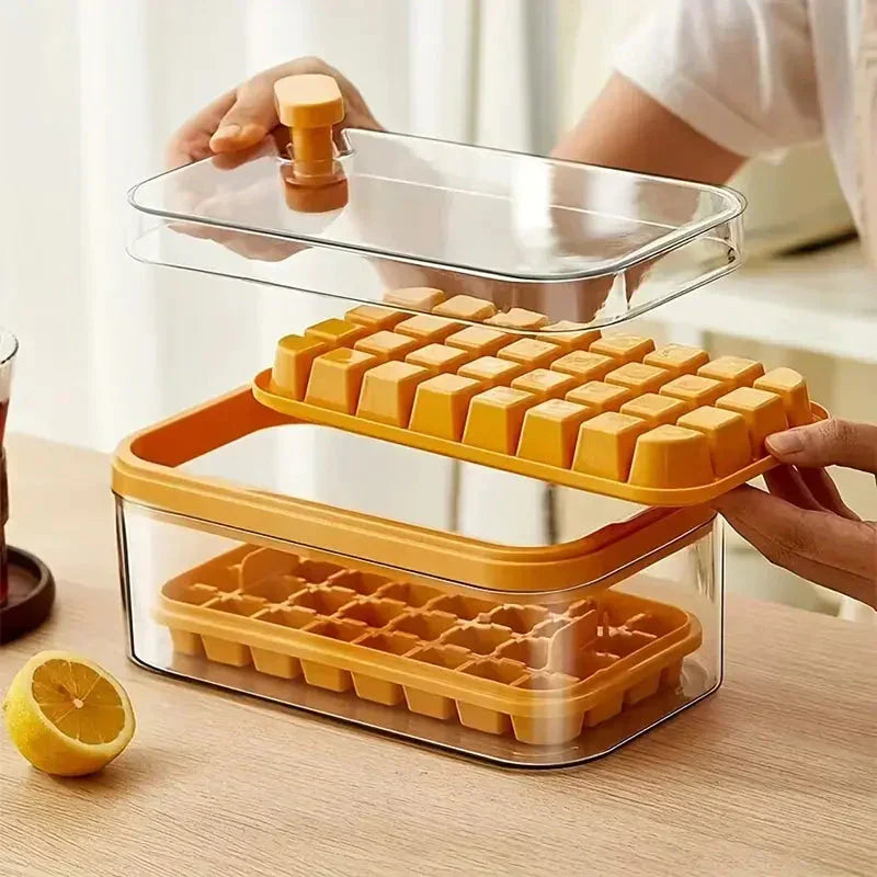 Ice Cube Tray Set with Lid and Container - 64 Piece, 101oz Capacity, Silicone, view 8