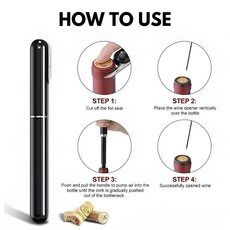 Air Pressure Wine Opener - 19.5 x 5 cm, Lightweight 55 g, view 5