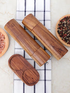 Luxury Wooden Salt and Pepper Mill Set with Tray - 22.5 cm, Wood