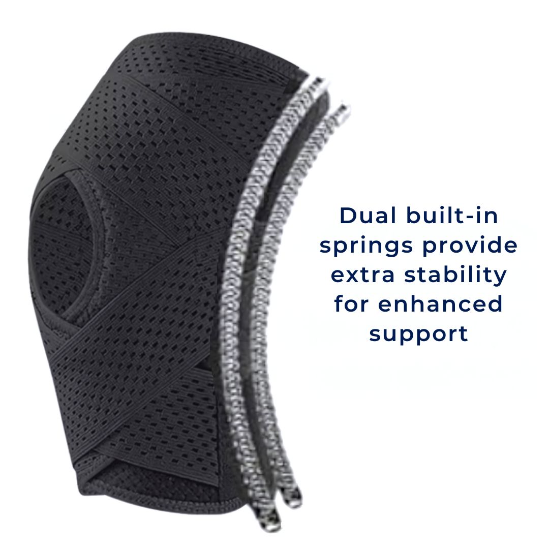 Knee Pads with Compression Springs and Adjustable Tension Strap