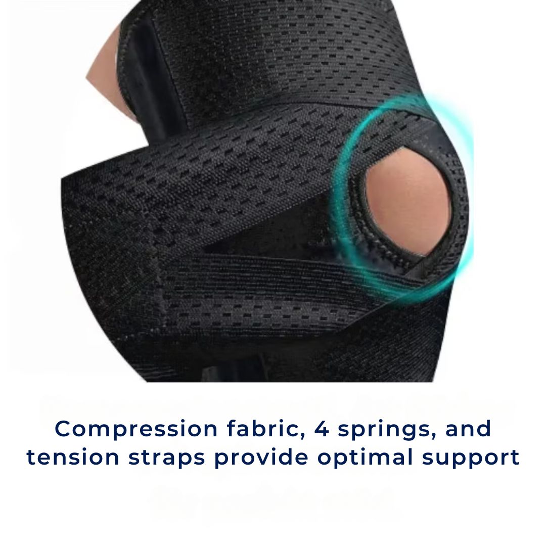 Knee Pads with Compression Springs and Adjustable Tension Strap