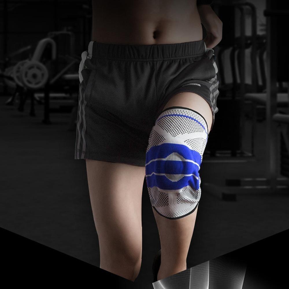 Knee Support Sleeve with Spring Bar and Silicone Pads