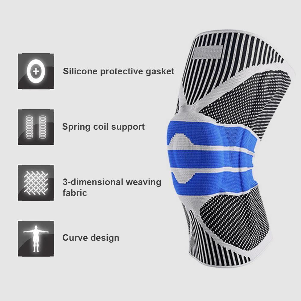 Knee Support Sleeve with Spring Bar and Silicone Pads