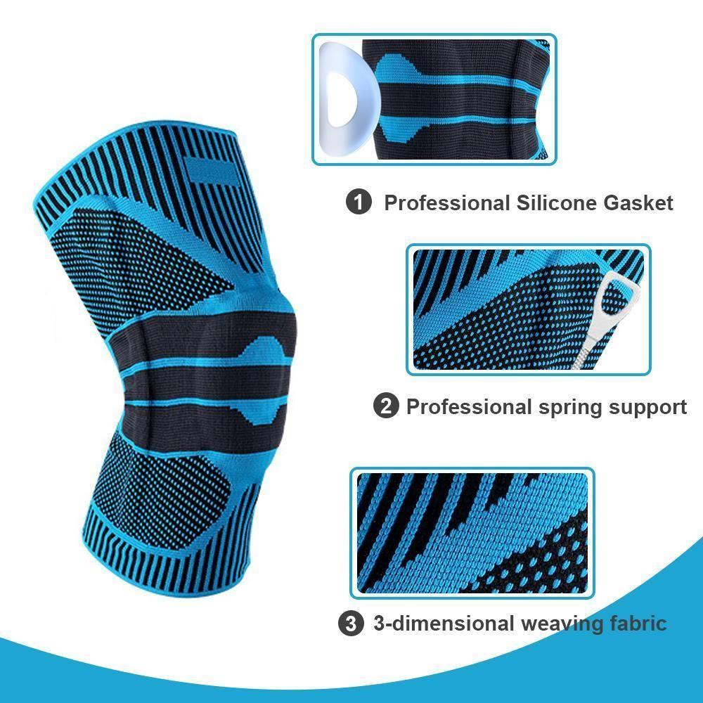 Knee Support Sleeve with Spring Bar and Silicone Pads