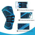 Knee Support Sleeve with Spring Bar and Silicone Pads
