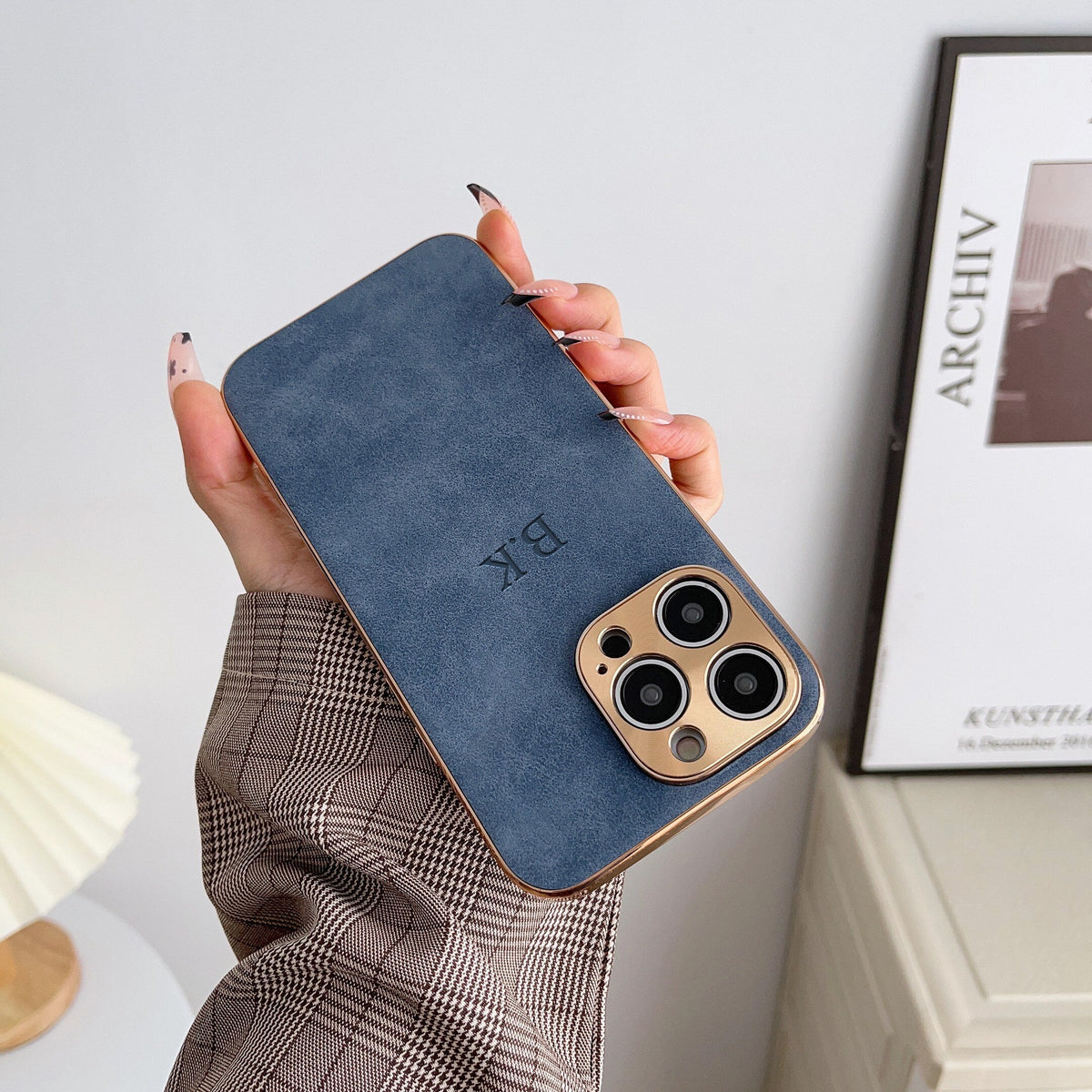 Lamb Leather iPhone Case with Electroplated Frame