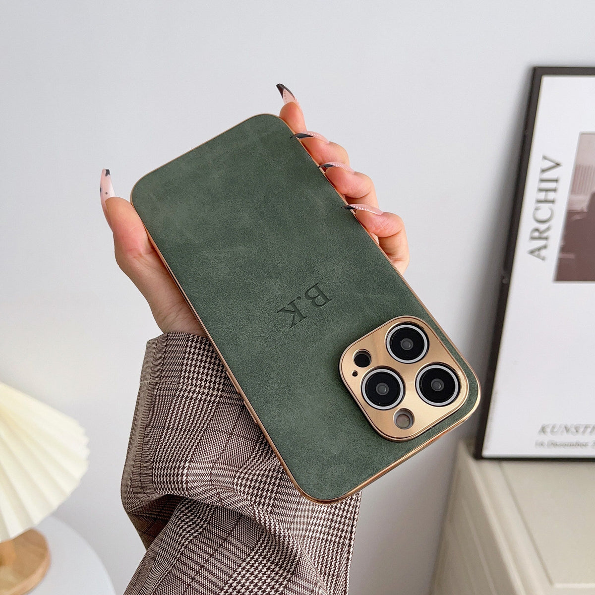 Lamb Leather iPhone Case with Electroplated Frame