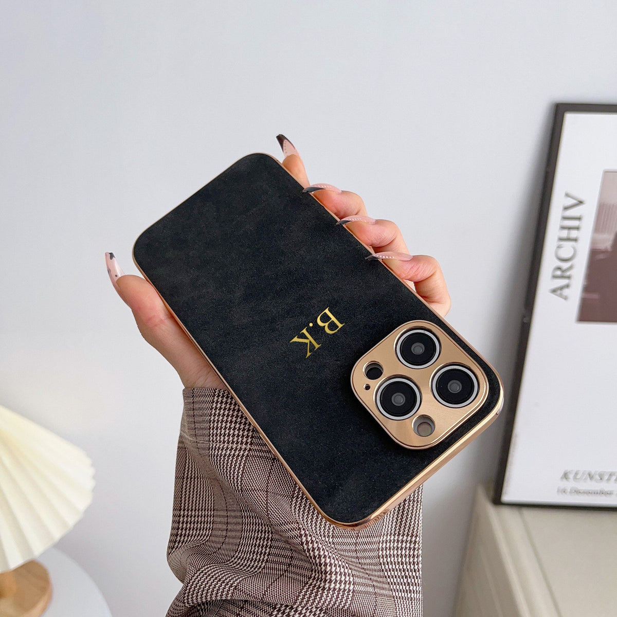 Lamb Leather iPhone Case with Electroplated Frame
