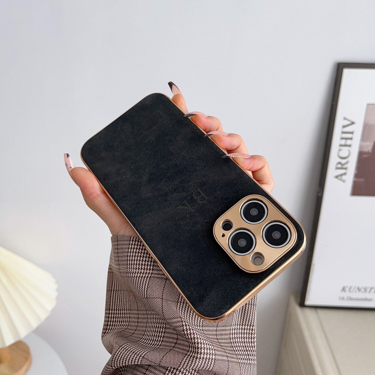 Lamb Leather iPhone Case with Electroplated Frame