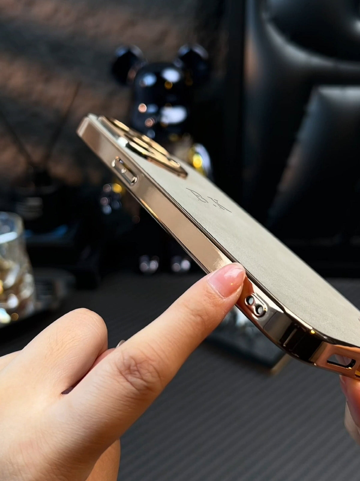 Lamb Leather iPhone Case with Electroplated Frame