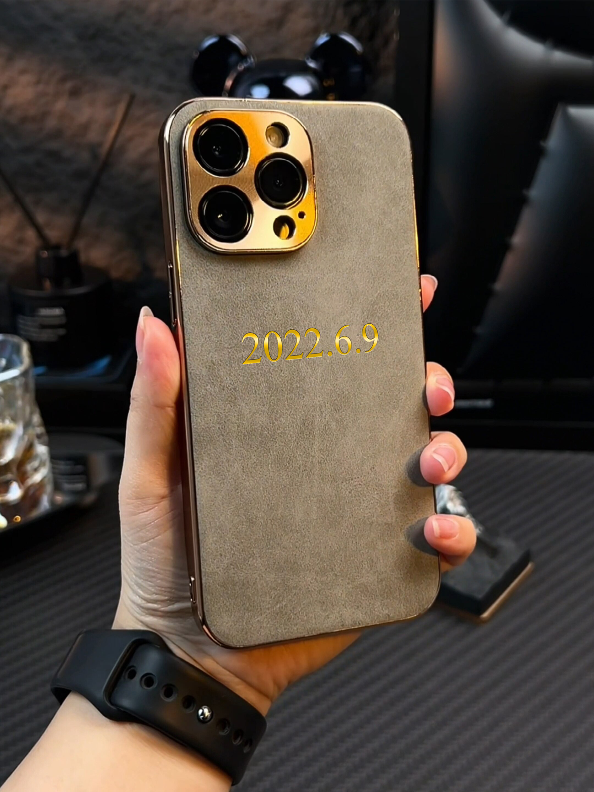 Lamb Leather iPhone Case with Electroplated Frame