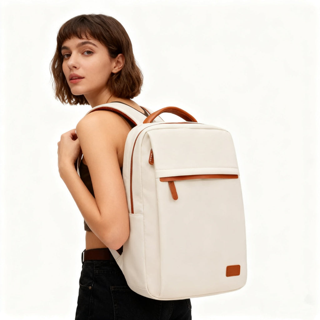 Laptop Backpack with Padded 15-Inch Compartment and Faux Leather Details