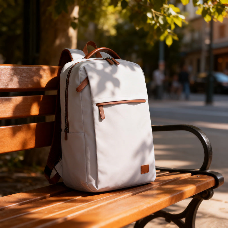 Laptop Backpack with Padded 15-Inch Compartment and Faux Leather Details