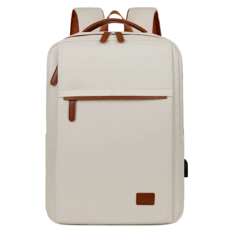 Laptop Backpack with Padded 15-Inch Compartment and Faux Leather Details