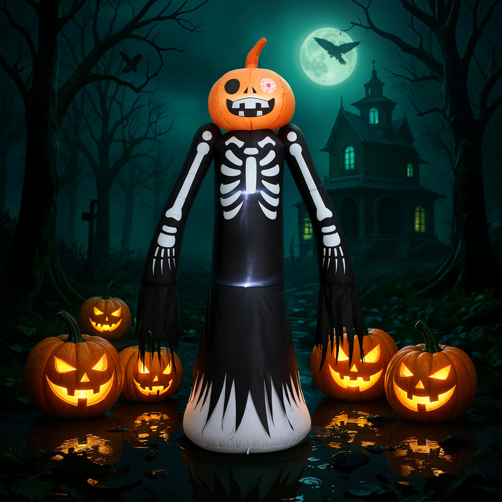 Large Halloween Pumpkin Head Skeleton Inflatable 270cm