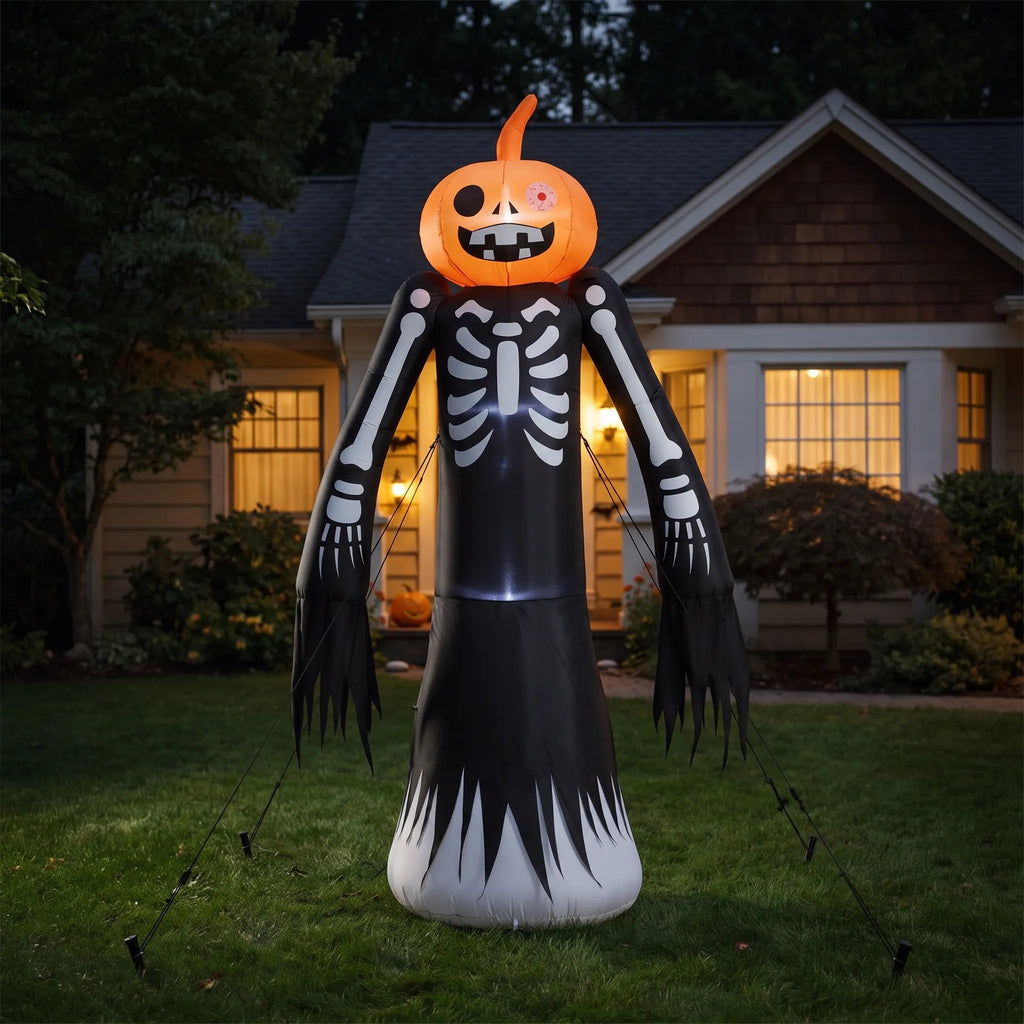 Large Halloween Pumpkin Head Skeleton Inflatable 270cm