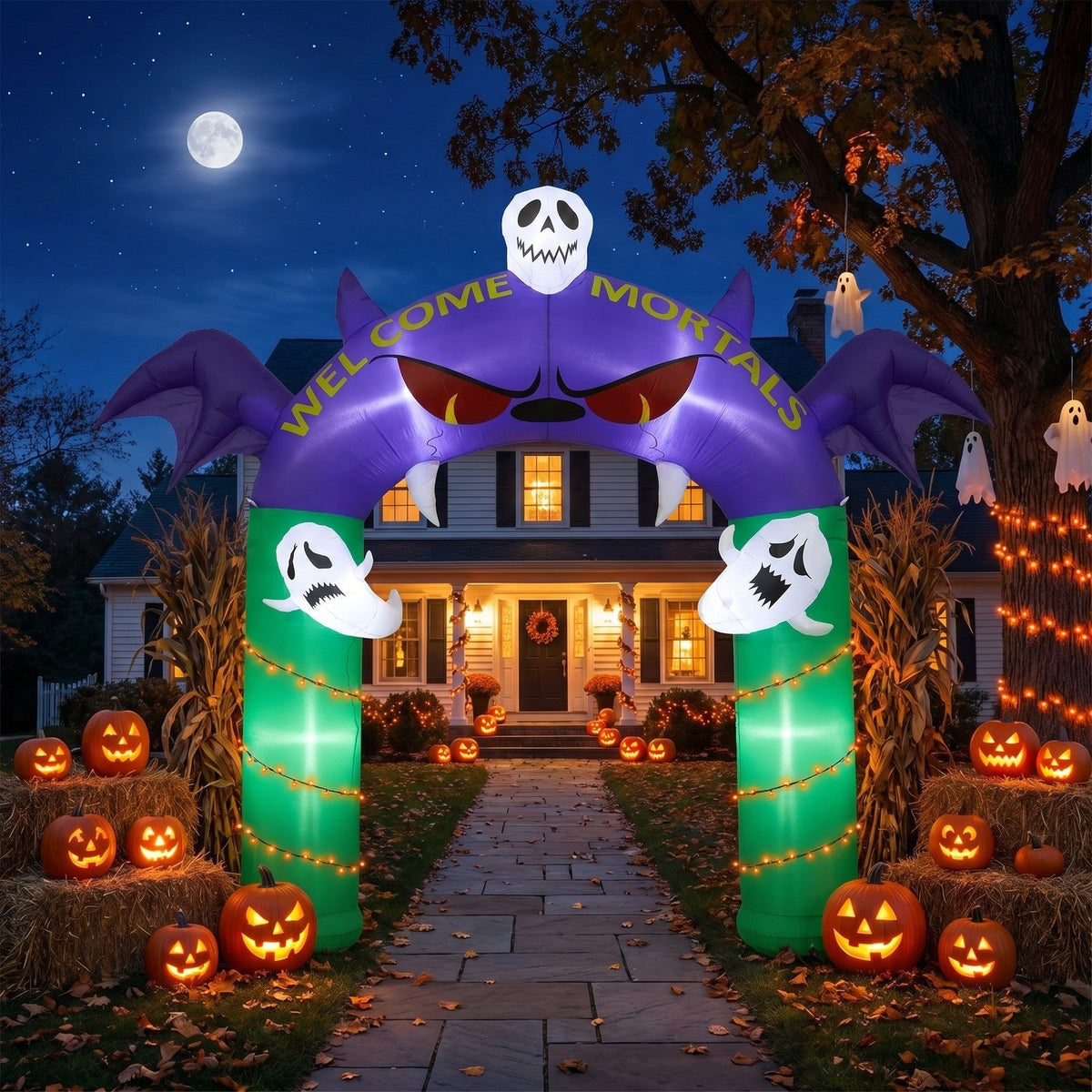 Large Illuminated Halloween Inflatable Archway 240cm