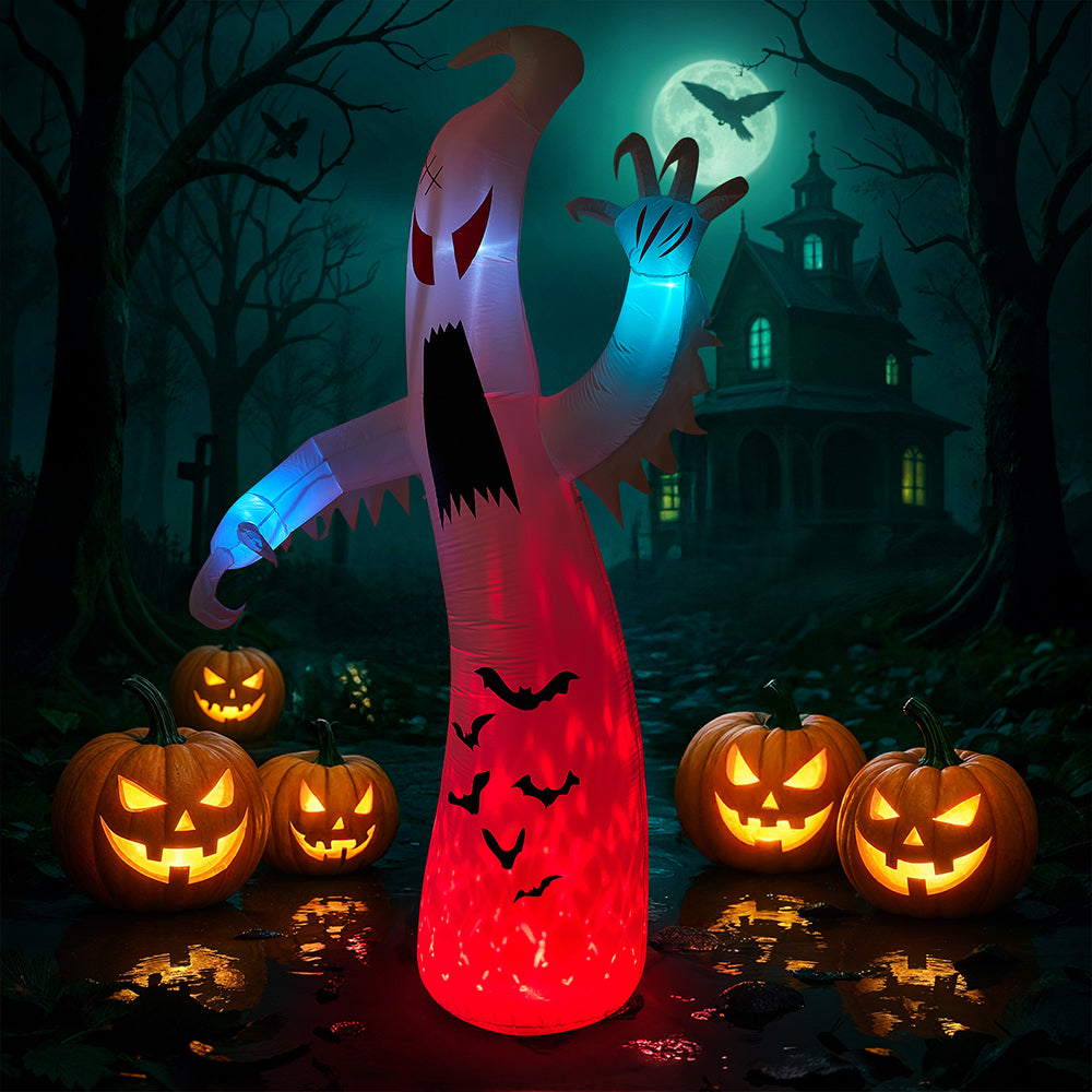 Large Lighted Halloween Inflatable Ghost Round Outdoor Decor