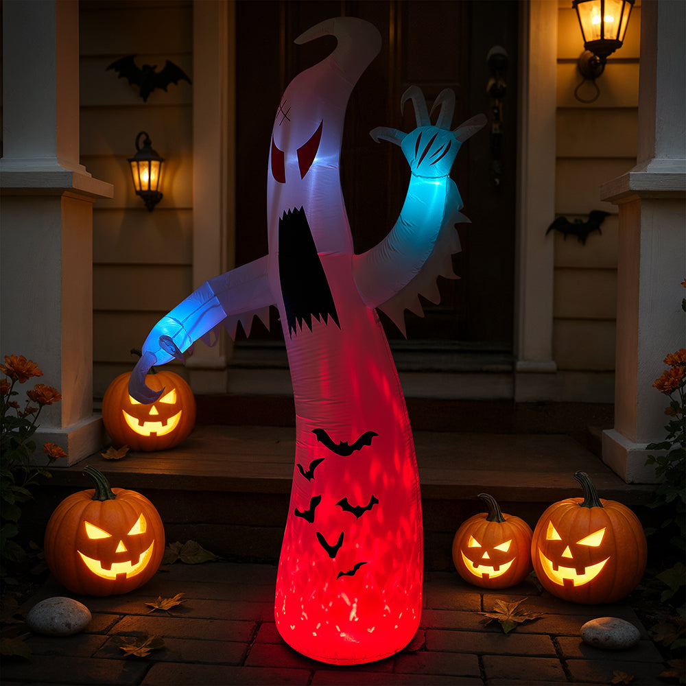 Large Lighted Halloween Inflatable Ghost Round Outdoor Decor