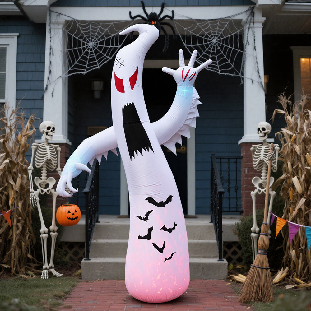 Large Lighted Halloween Inflatable Ghost Round Outdoor Decor