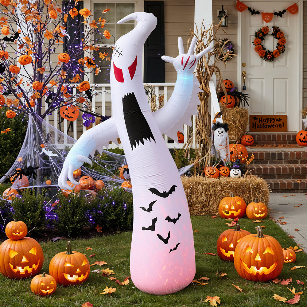Large Lighted Halloween Inflatable Ghost Round Outdoor Decor
