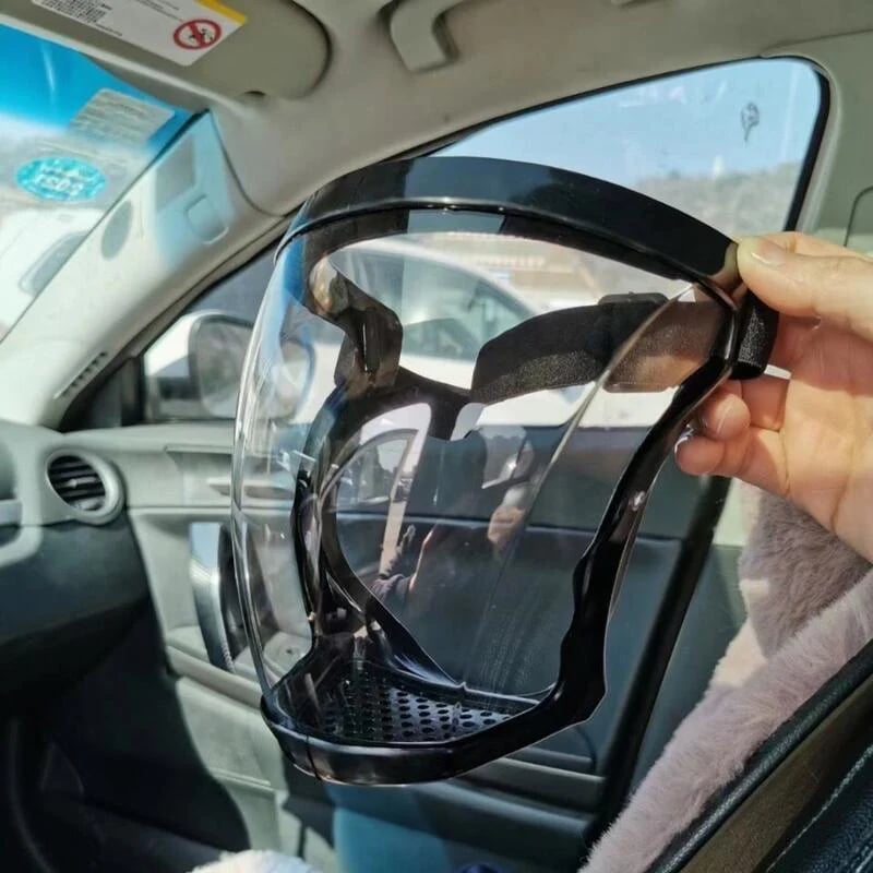 Large Transparent Full-Wrap PC Face Shield, Headband, One Size