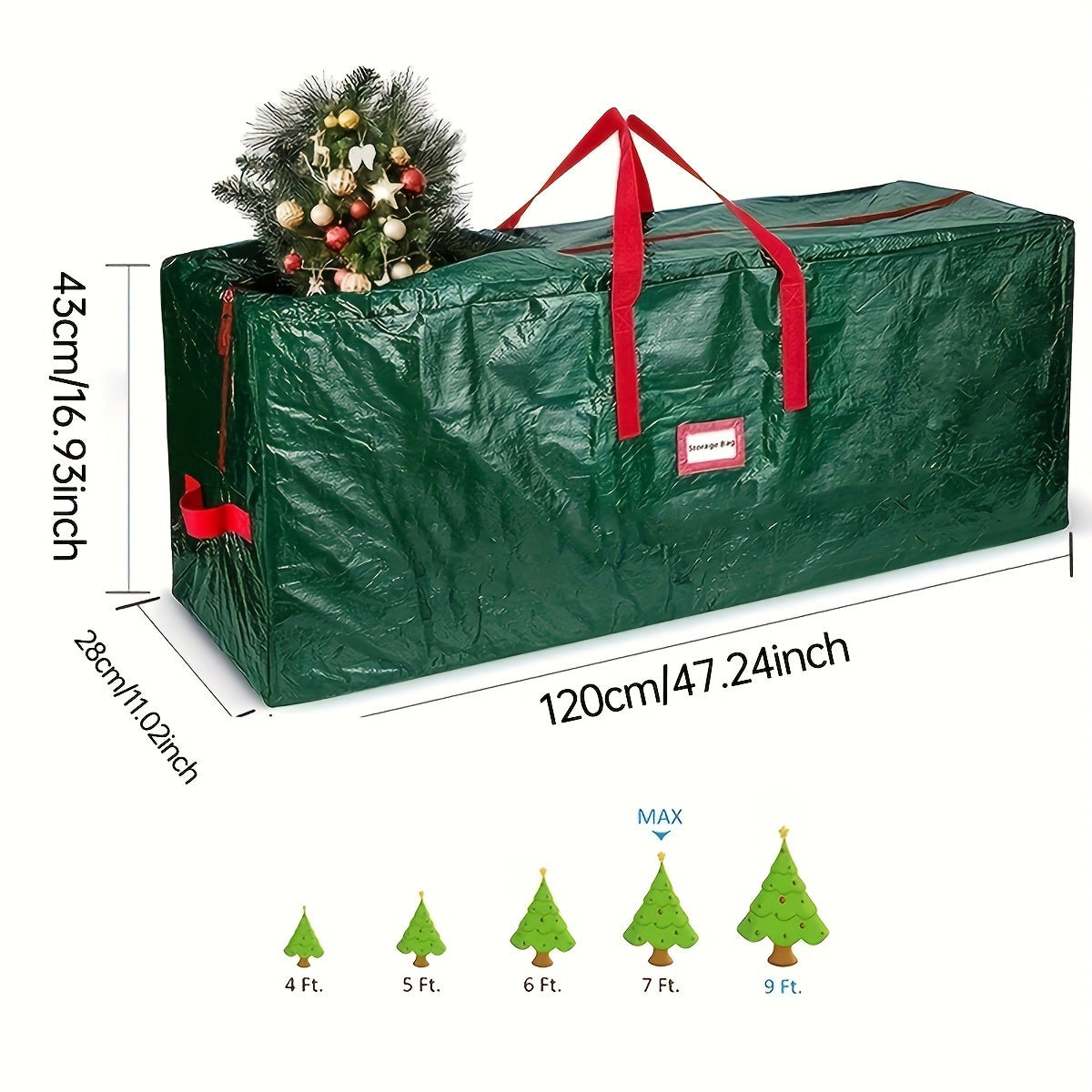 Large Waterproof Polyester Storage Bag for 7–9 ft Christmas Trees