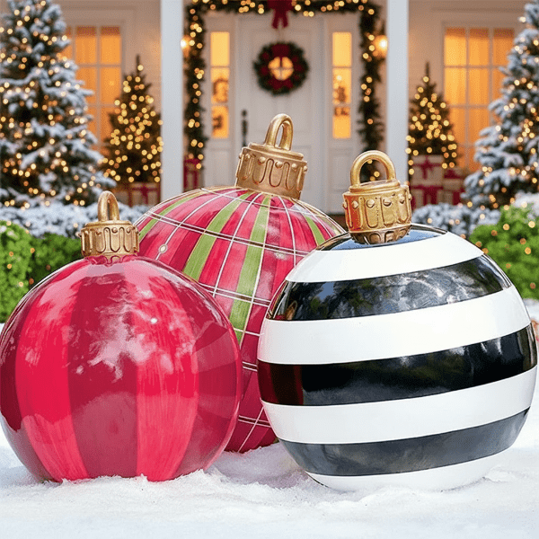 Large Weather-Resistant PVC Christmas Baubles, 60 cm, Set of 2
