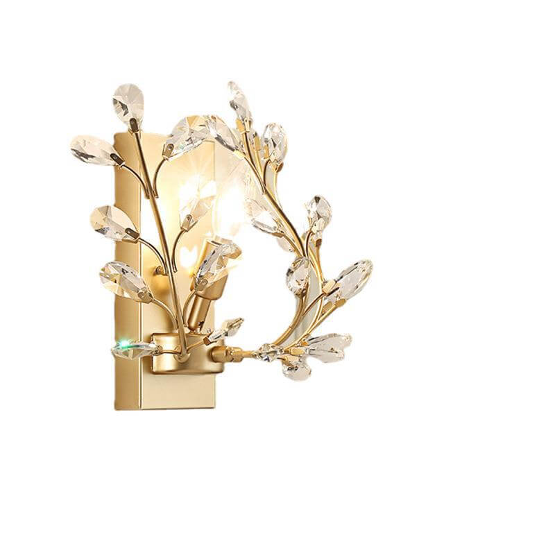 Leaf-Pattern Crystal and Metal Wall Light, 1 Bulb, 220V-240V, IP20