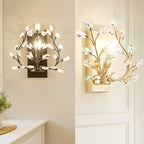 Leaf-Pattern Crystal and Metal Wall Light, 1 Bulb, 220V-240V, IP20