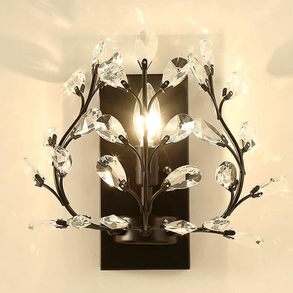 Leaf-Pattern Crystal and Metal Wall Light, 1 Bulb, 220V-240V, IP20