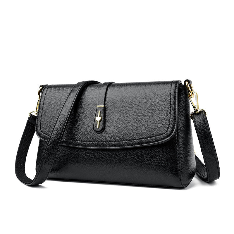 Leather Crossbody Bag with Adjustable Strap and Magnetic Snap