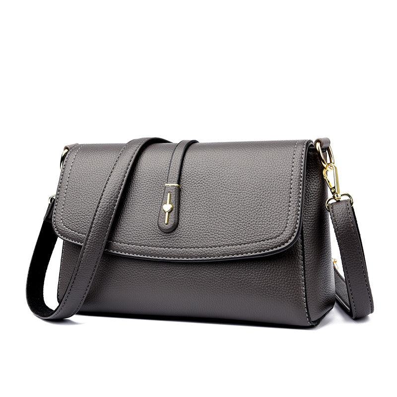 Leather Crossbody Bag with Adjustable Strap and Magnetic Snap